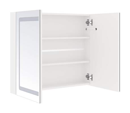 vidaXL Armario de baño con espejo LED blanco brillante 80x12x68 cm