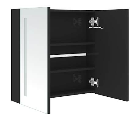 vidaXL Armario de baño con espejo LED negro brillante 62x14x60 cm