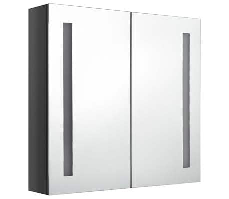 vidaXL Armario de baño con espejo LED gris brillante 62x14x60 cm