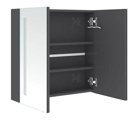 vidaXL Armario de baño con espejo LED gris brillante 62x14x60 cm
