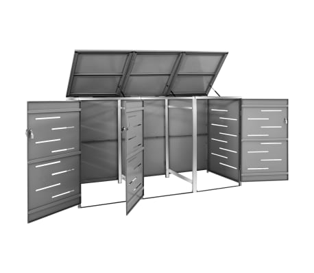 vidaXL Cobertizo para tres contenedores basura acero 207x77,5x112,5 cm