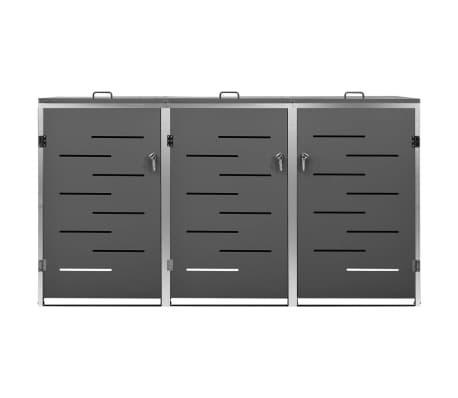 vidaXL Cobertizo para tres contenedores basura acero 207x77,5x112,5 cm