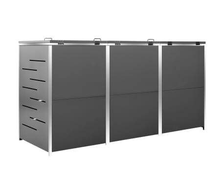 vidaXL Cobertizo para tres contenedores basura acero 207x77,5x112,5 cm