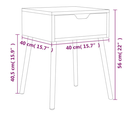 vidaXL Mesita de noche madera de ingeniería gris 40x40x56 cm