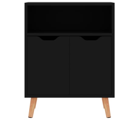 vidaXL Aparador de madera de ingeniería negro brillo 60x30x72 cm