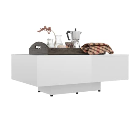 vidaXL Table basse Blanc brillant 85x55x31 cm Bois d'ingénierie