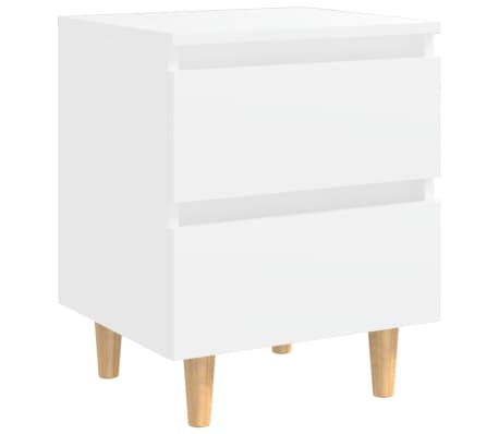 vidaXL Mesitas de noche 2 uds patas madera maciza blanco 40x35x50 cm