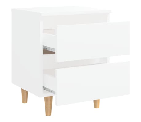 vidaXL Mesitas de noche 2 uds patas madera maciza blanco 40x35x50 cm