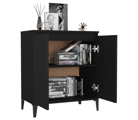vidaXL Aparador de madera contrachapada negro 60x35x70 cm