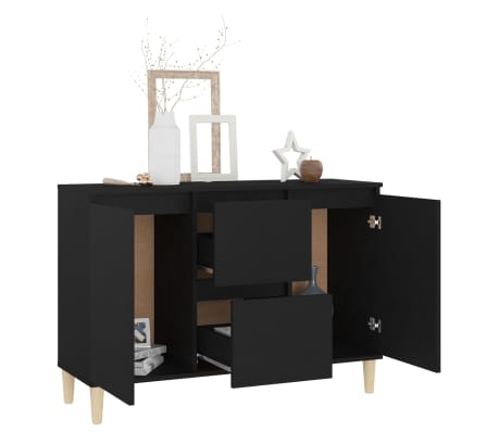 vidaXL Aparador de madera ingeniería negro 101x35x70 cm