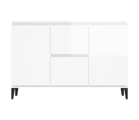 vidaXL Aparador de madera contrachapada blanco brillante 104x35x70 cm