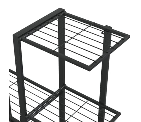 vidaXL Soporte de flores con rueda de metal negro 94,5x25x92,5 cm