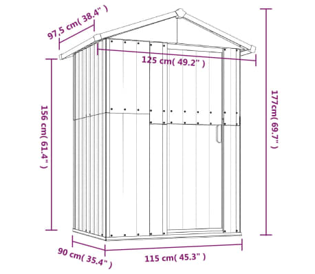 vidaXL Cobertizo de jardín acero galvanizado gris 126x97,5x177 cm