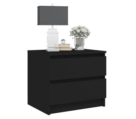 vidaXL Mesita de noche madera contrachapada negro 50x39x43,5 cm