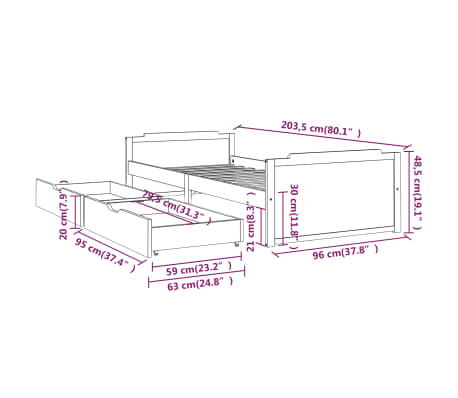 vidaXL Estructura de cama sin colchón madera maciza de pino 90x200 cm