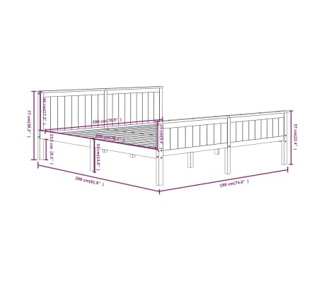 vidaXL Estructura cama sin colchón madera pino marrón oscuro 180x200cm