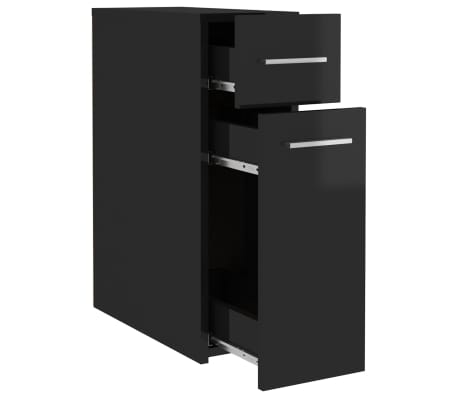 vidaXL Armario de boticario contrachapada negro brillo 20x45,5x60 cm