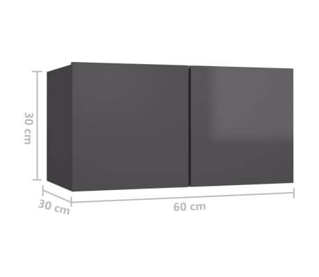 vidaXL Muebles de salón colgantes 3 unidades gris brillo 60x30x30 cm