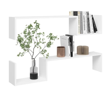 vidaXL Estantes de pared 2 uds madera contrachapada blanco 100x15x20cm