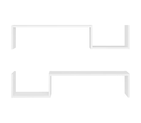 vidaXL Estantes de pared 2 uds madera contrachapada blanco 100x15x20cm