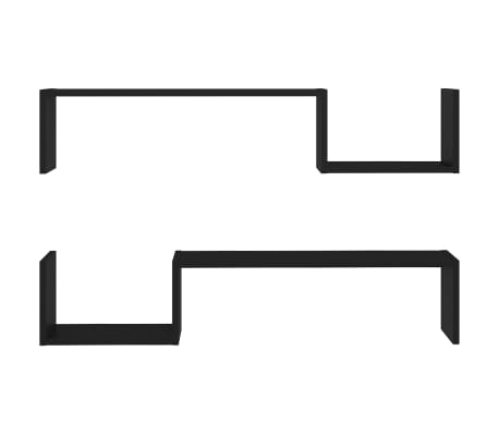 vidaXL Estantes de pared 2 uds madera contrachapada negro 100x15x20 cm