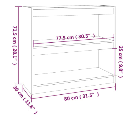 vidaXL Bibliothèque/Séparateur de pièce Gris 80x30x71,5 cm Pin massif
