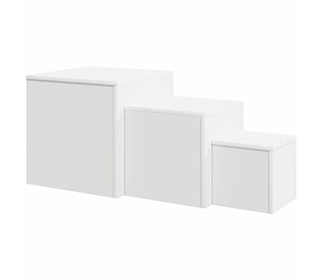 vidaXL Tables d'appoint 3 pcs Blanc Bois d’ingénierie