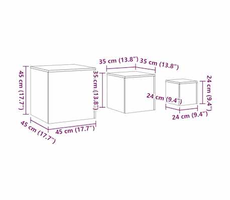 vidaXL Tables d'appoint 3 pcs Blanc Bois d’ingénierie