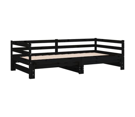 vidaXL Sofá cama extraíble sin colchón negro 2x(90x200) cm