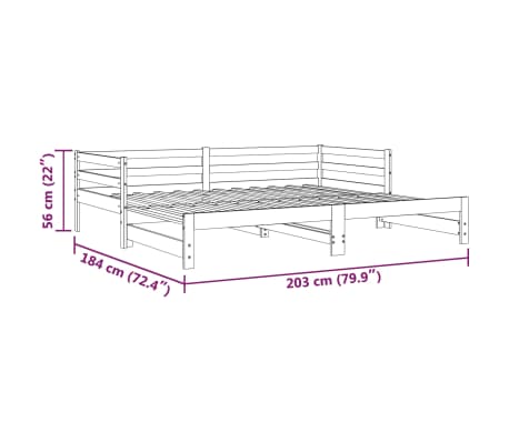 vidaXL Sofá cama extraíble sin colchón negro 2x(90x200) cm