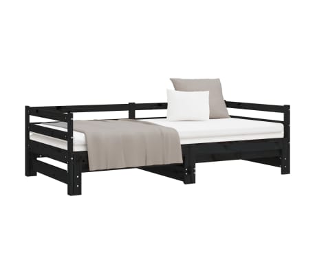 vidaXL Sofá cama extraíble sin colchón negro 2x(90x200) cm