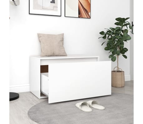 vidaXL Banco de pasillo de madera de ingeniería blanco 80x40x45 cm