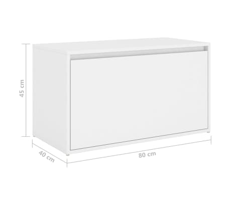 vidaXL Banco de pasillo de madera de ingeniería blanco 80x40x45 cm