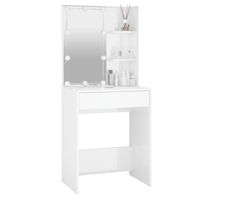 vidaXL Tocador con LED blanco brillante 60x40x140 cm