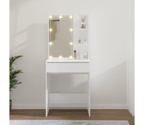 vidaXL Tocador con LED blanco brillante 60x40x140 cm