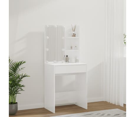 vidaXL Tocador con LED blanco brillante 60x40x140 cm