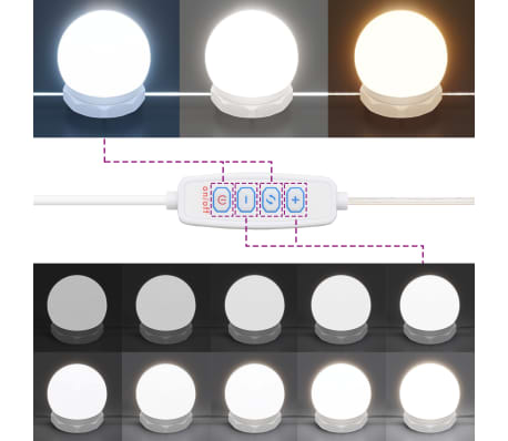 vidaXL Tocador con LED blanco brillante 60x40x140 cm