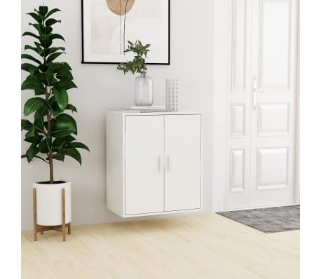 vidaXL Mueble zapatero madera de ingeniería blanco brillo 60x35x70 cm