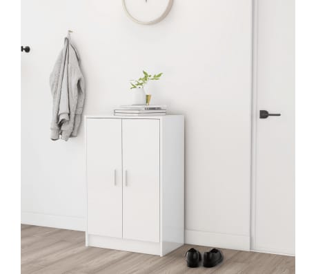 vidaXL Étagère à chaussures Contreplaqué Blanc brillant 60x35x92 cm