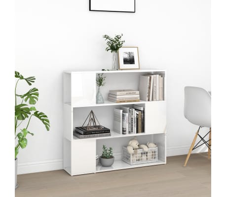 vidaXL Estantería/divisor de espacios blanco brillo 100x24x94 cm