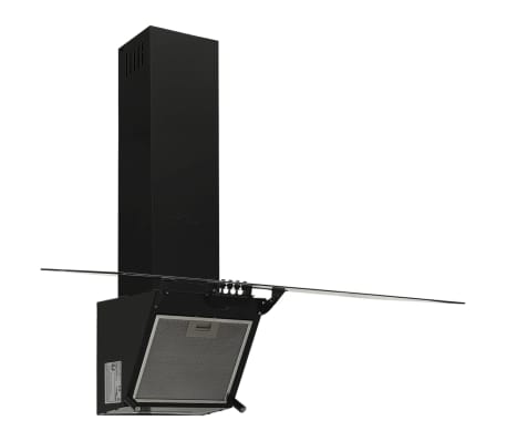 vidaXL Campana extractora pared acero y vidrio templado negro 90 cm