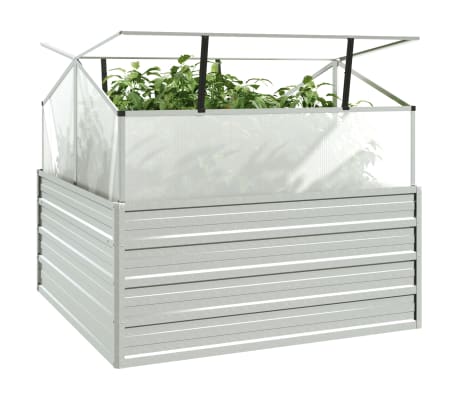 vidaXL Garden Raised Bed Silver Galvanized Steel Medium Durable