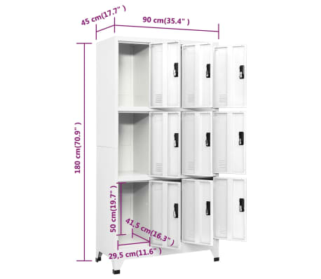 vidaXL Armoire à casiers Blanc 90x45x180 cm Acier