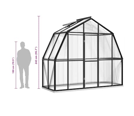 vidaXL Invernadero con estructura de aluminio gris antracita 3,3 m²