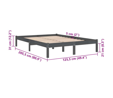 vidaXL Estructura de cama sin colchón madera maciza gris 120x200 cm
