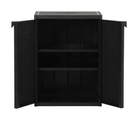 vidaXL Armario de almacenaje de jardín PP ratán negro 65x45x88 cm