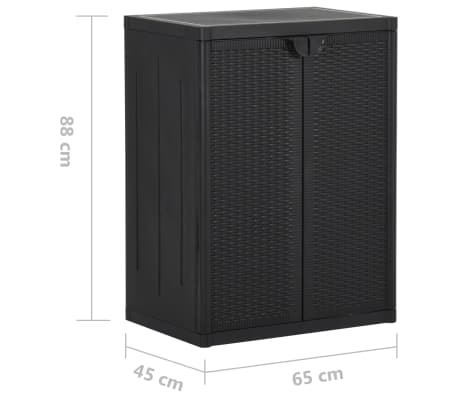 vidaXL Armario de almacenaje de jardín PP ratán negro 65x45x88 cm
