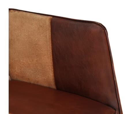 vidaXL Sillón con reposapiés cuero auténtico y lona marrón