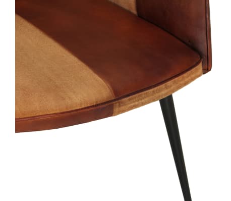 vidaXL Sillón con reposapiés cuero auténtico y lona marrón