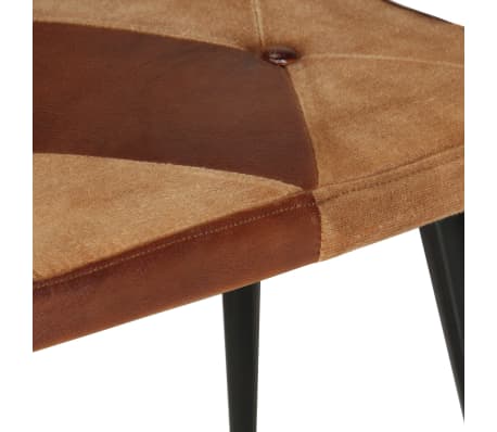 vidaXL Sillón con reposapiés cuero auténtico y lona marrón